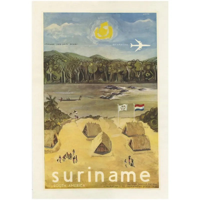 Pamono Vintage Poster from the Suriname Tourist Bureau, 1950s> Posters|Wall Decor