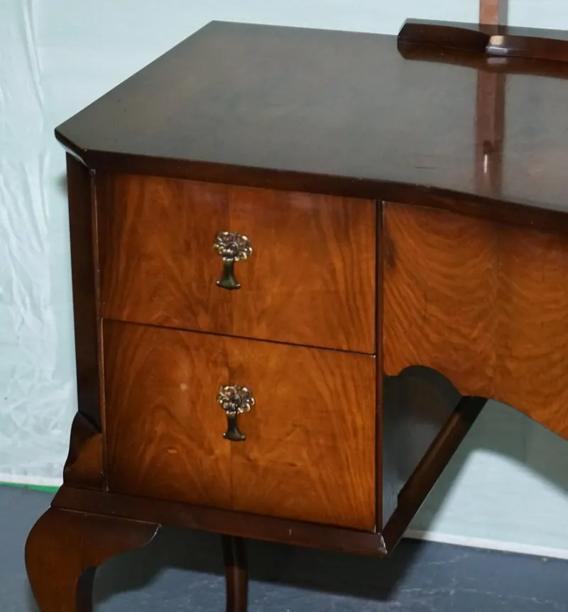 Best Pamono Vintage Queen Anne Style Legs Dressing Table with Large Mirror