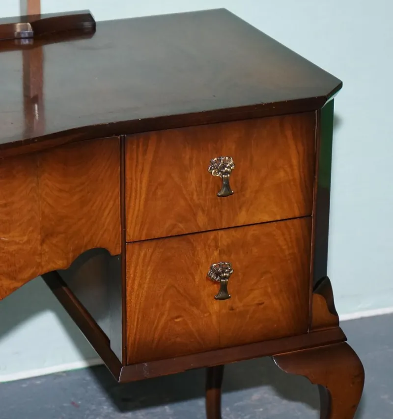 Best Pamono Vintage Queen Anne Style Legs Dressing Table with Large Mirror