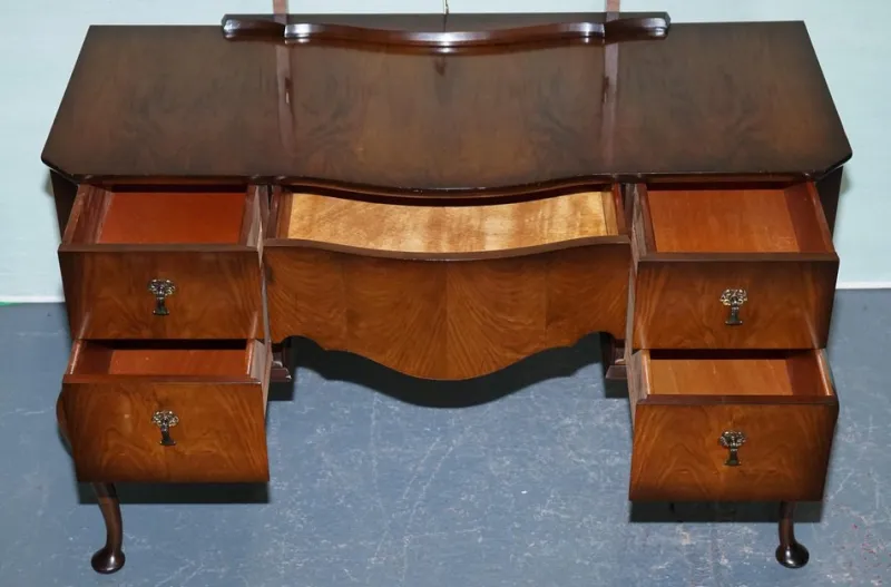 Best Pamono Vintage Queen Anne Style Legs Dressing Table with Large Mirror