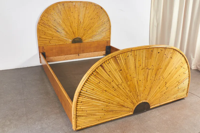 Pamono Vintage Rattan Bed by Gabriella Crespi, 1970s
