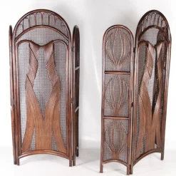 Pamono Vintage Rattan Folding Screens, 1970s, Set of 2><noscript><img width=