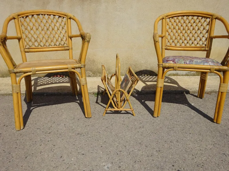 Pamono Vintage Rattan Magazine Holder> Magazine Racks
