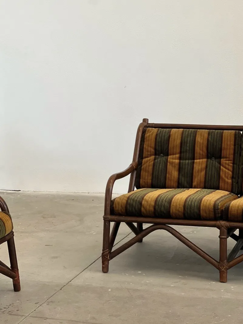 Outlet Pamono Vintage Rattan Outdoor Set, 1970s, Set of 3