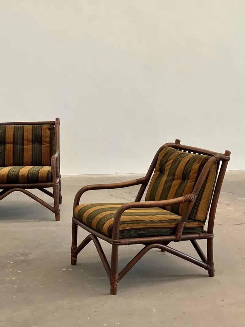 Outlet Pamono Vintage Rattan Outdoor Set, 1970s, Set of 3