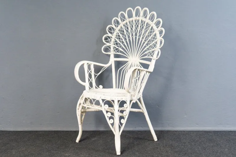 Pamono Vintage Rattan Peacock Armchair> Garden Seating