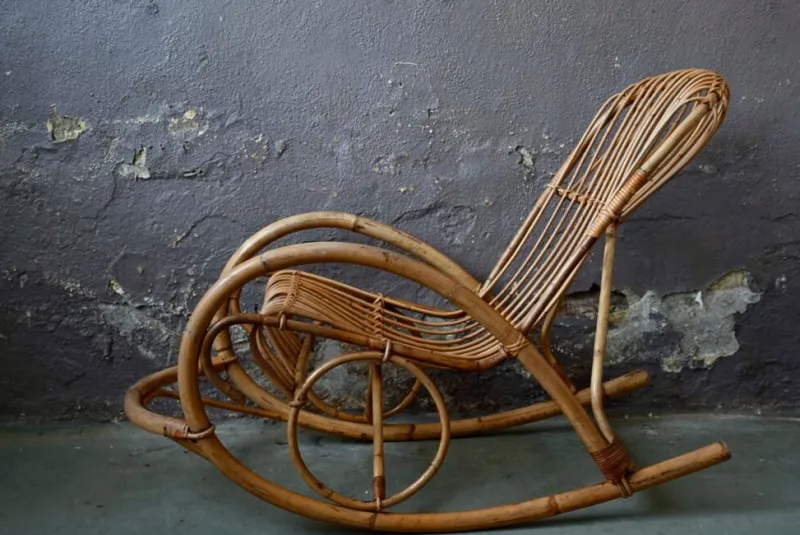 Pamono Vintage Rattan Rocking Chair> Rocking Chairs