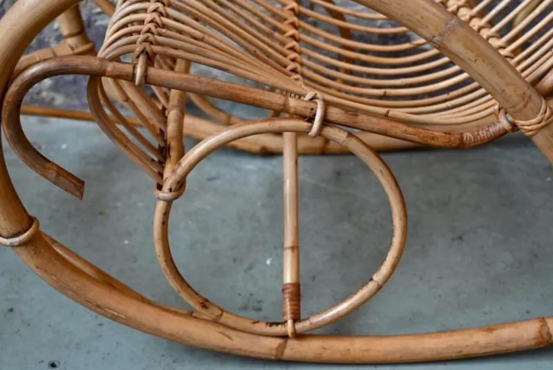 Pamono Vintage Rattan Rocking Chair> Rocking Chairs