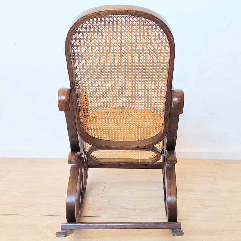 Outlet Pamono Vintage Rattan Rocking Chair in the style of Thonet, 1970s