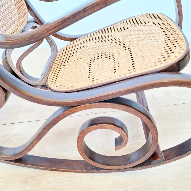 Outlet Pamono Vintage Rattan Rocking Chair in the style of Thonet, 1970s