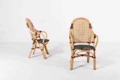 Pamono Vintage Rattan-Bamboo Indoor/Outdoor Chairs with Table, 1970s, Set of 3><noscript><img width=