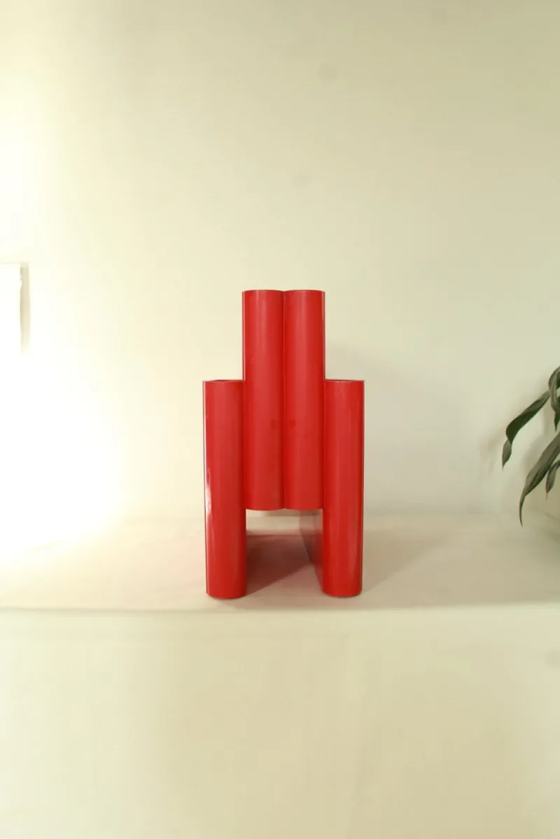 Pamono Vintage Red Plastic Carminio Magazine Holder by Giotto Stoppino for Kartell, Italy, 1980s> Magazine Racks