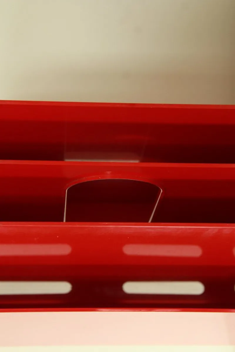 Pamono Vintage Red Plastic Carminio Magazine Holder by Giotto Stoppino for Kartell, Italy, 1980s> Magazine Racks