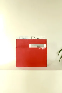 Pamono Vintage Red Plastic Carminio Magazine Holder by Giotto Stoppino for Kartell, Italy, 1980s><noscript><img width=