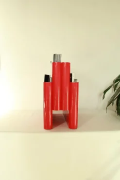 Pamono Vintage Red Plastic Carminio Magazine Holder by Giotto Stoppino for Kartell, Italy, 1980s><noscript><img width=