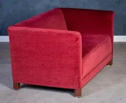 New Pamono Vintage Red Velvet Sofa, 1950s