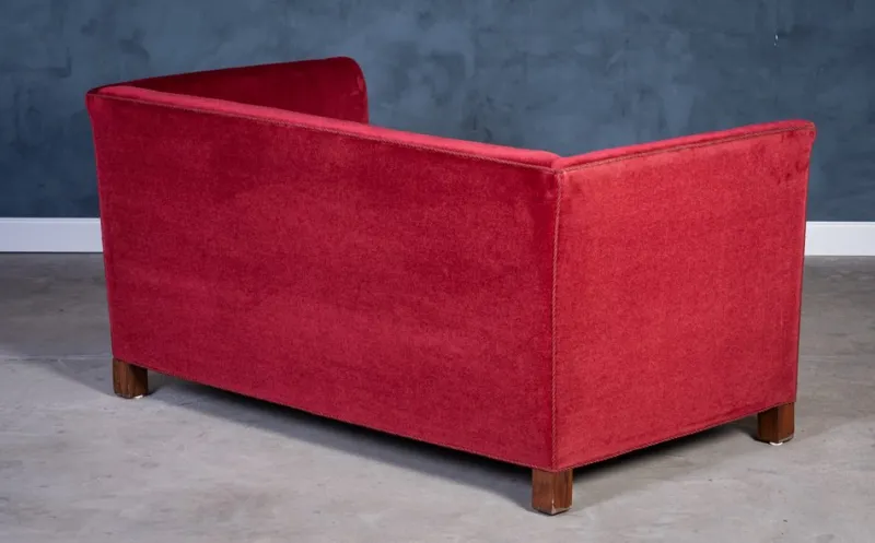 New Pamono Vintage Red Velvet Sofa, 1950s