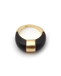 Pamono Vintage Ring in Gold and Wood, 1970s><noscript><img width=
