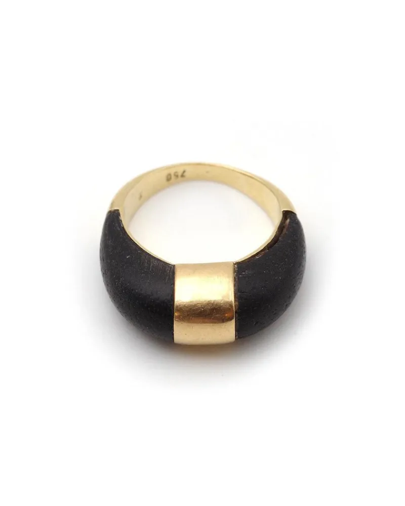 Pamono Vintage Ring in Gold and Wood, 1970s> Rings