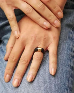 Pamono Vintage Ring in Gold and Wood, 1970s><noscript><img width=