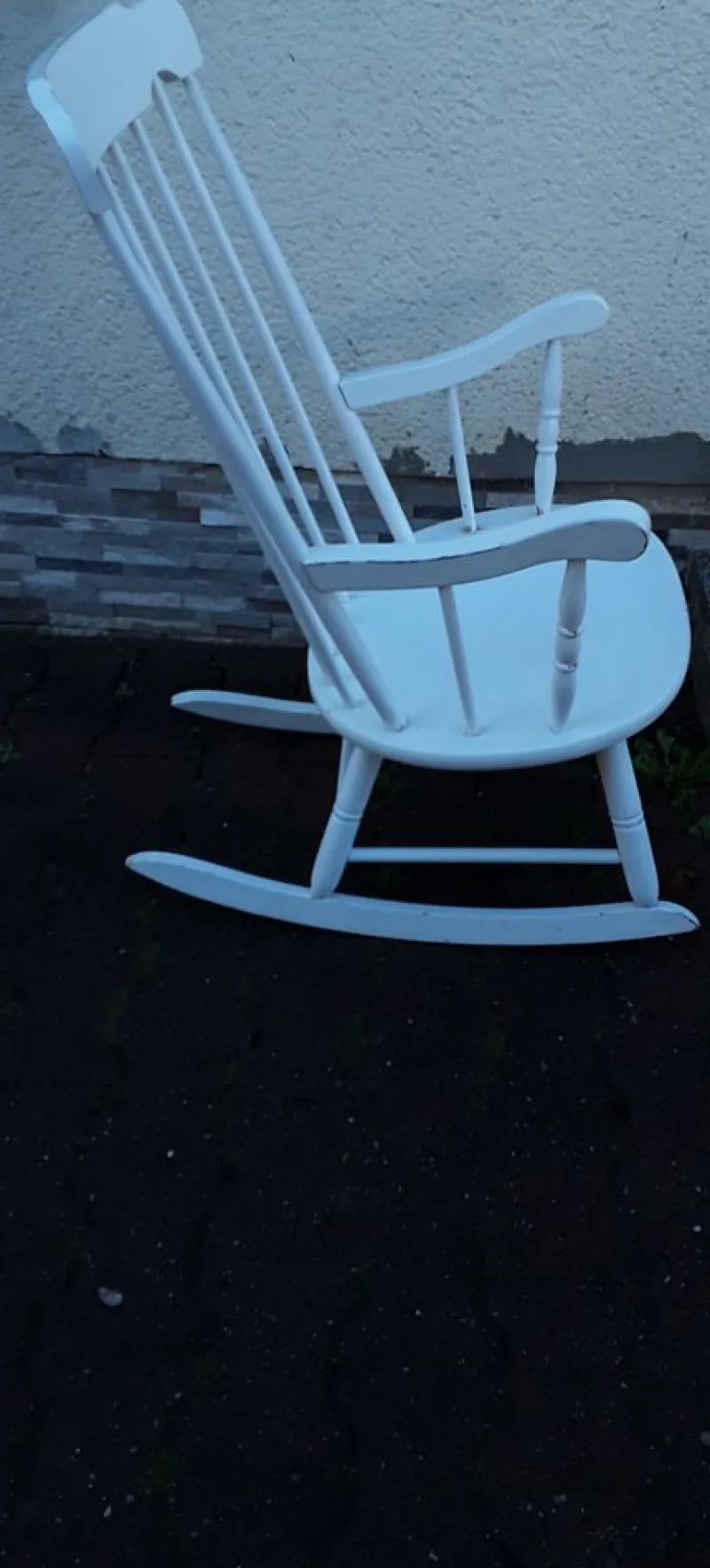 Hot Pamono Vintage Rocking Chair in White-Painted Beech, 1970s