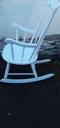 Hot Pamono Vintage Rocking Chair in White-Painted Beech, 1970s