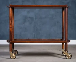 Pamono Vintage Rosewood Serving Bar Cart by Poul Hundevad, 1960s><noscript><img width=