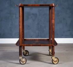 Pamono Vintage Rosewood Serving Bar Cart by Poul Hundevad, 1960s><noscript><img width=