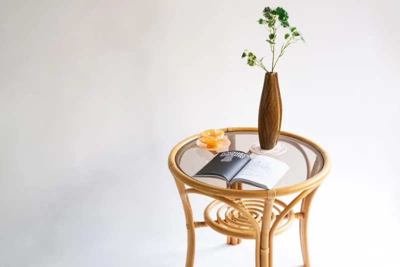 Pamono Vintage Round Bamboo Table> Garden Tables
