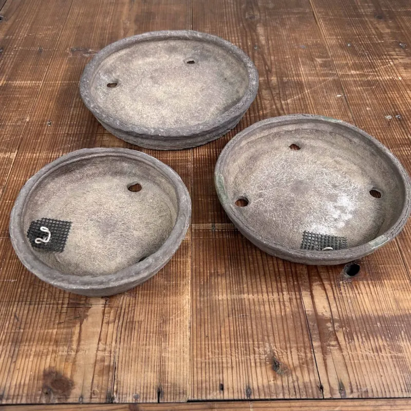 Pamono Vintage Round Bonsai Pots, Japan, 1950s, Set of 3> Garden Accessories