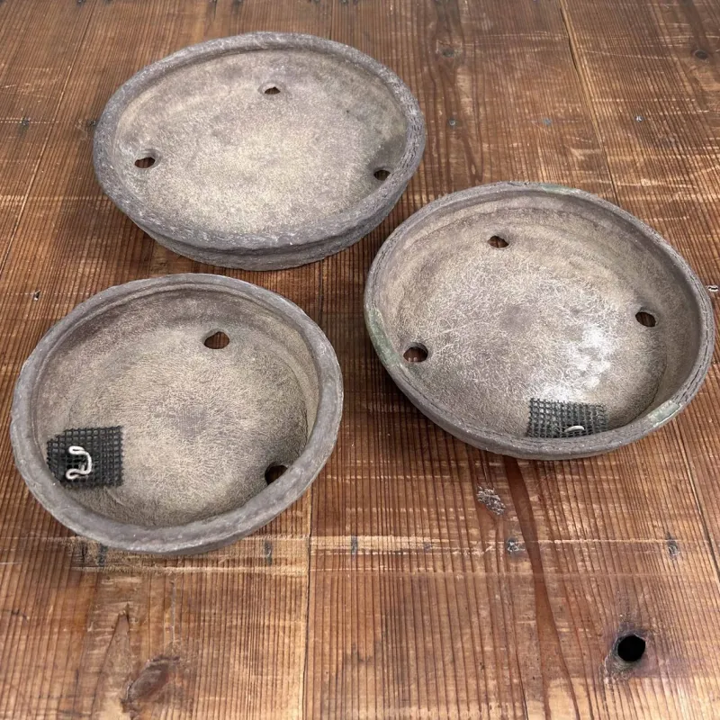 Pamono Vintage Round Bonsai Pots, Japan, 1950s, Set of 3> Garden Accessories