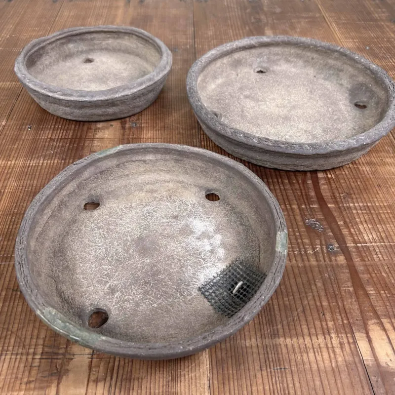 Pamono Vintage Round Bonsai Pots, Japan, 1950s, Set of 3> Garden Accessories