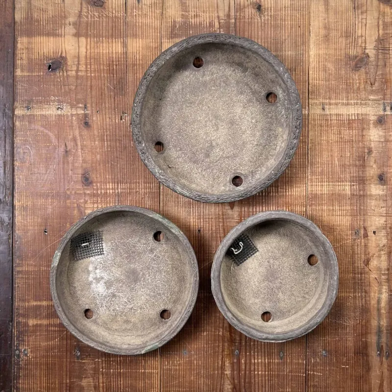 Pamono Vintage Round Bonsai Pots, Japan, 1950s, Set of 3> Garden Accessories