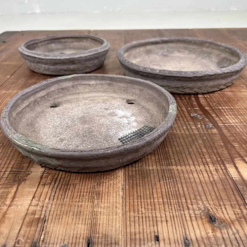Pamono Vintage Round Bonsai Pots, Japan, 1950s, Set of 3> Garden Accessories