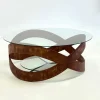 New Pamono Vintage Round Coffee Table with Sculptural Wooden Frame, 1970s