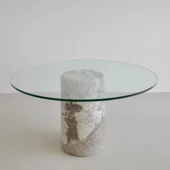 Pamono Vintage Round Dining Table by Angelo Mangiarotti for Sorgente Dei Mobili, 1975><noscript><img width=