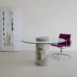 Pamono Vintage Round Dining Table by Angelo Mangiarotti for Sorgente Dei Mobili, 1975><noscript><img width=