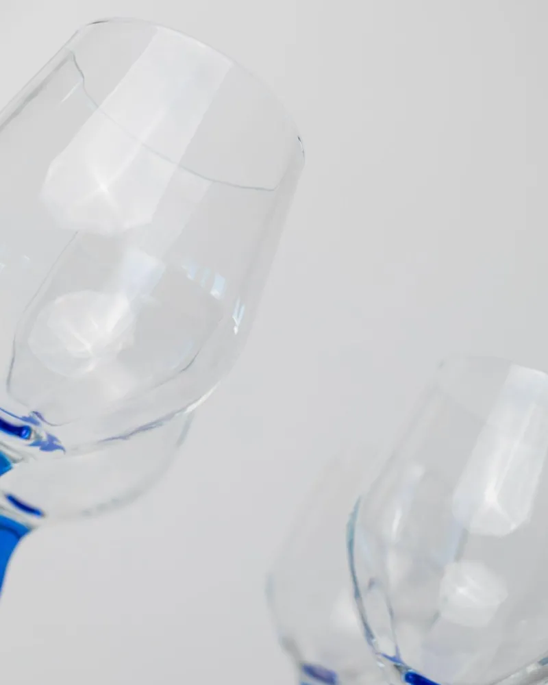 New Pamono Vintage Royal Blue Wine Glasses from MCM, Italy, 1980s, Set of 4