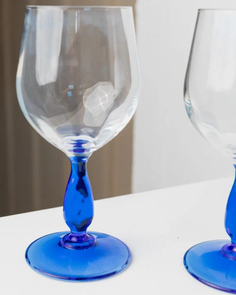 New Pamono Vintage Royal Blue Wine Glasses from MCM, Italy, 1980s, Set of 4