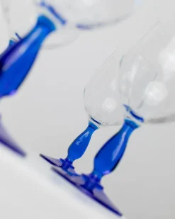New Pamono Vintage Royal Blue Wine Glasses from MCM, Italy, 1980s, Set of 4