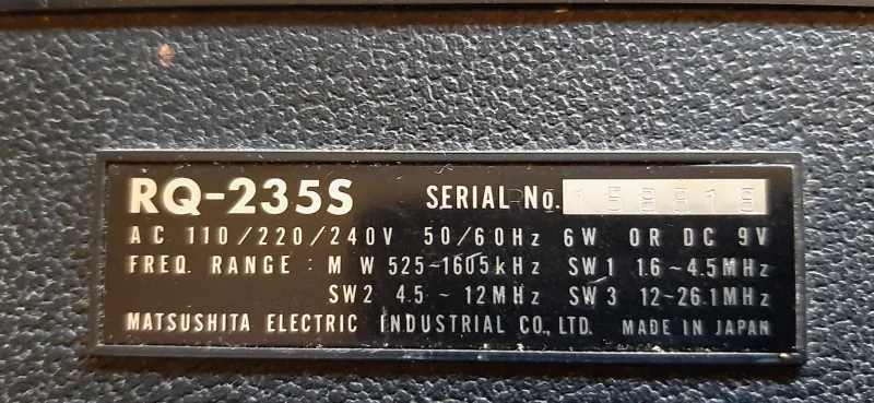 Sale Pamono Vintage RQ-2335 Radio from National Panasonic, 1960s