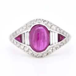 Pamono Vintage Ruby and Diamond Ring, 20th Century> Rings