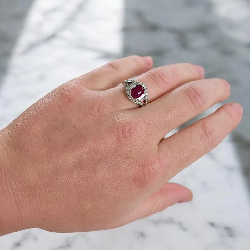 Pamono Vintage Ruby and Diamond Ring, 20th Century> Rings