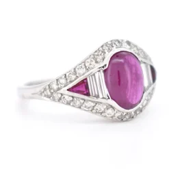 Pamono Vintage Ruby and Diamond Ring, 20th Century><noscript><img width=