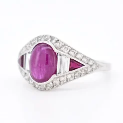 Pamono Vintage Ruby and Diamond Ring, 20th Century><noscript><img width=