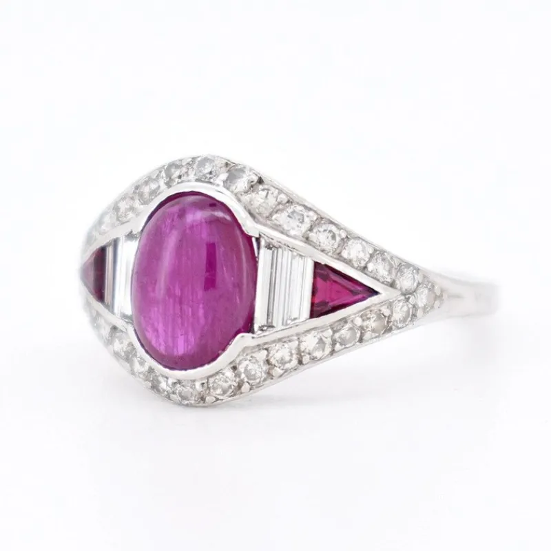 Pamono Vintage Ruby and Diamond Ring, 20th Century> Rings