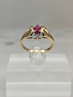 Pamono Vintage Ruby Gold Ring with Diamonds, 1946