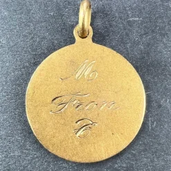 Pamono Vintage Saint Christopher 18k Yellow Gold Charm Pendant, 1950s