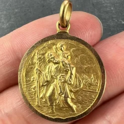 Pamono Vintage Saint Christopher 18k Yellow Gold Charm Pendant, 1950s