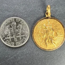 Pamono Vintage Saint Christopher 18k Yellow Gold Charm Pendant, 1950s